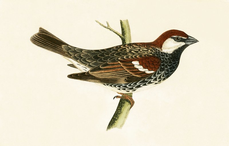 Spanish Sparrow, illustration from 