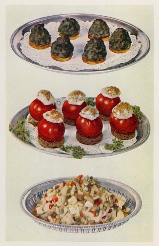 Spinach A La Creme; Stuffed Tomatoes; Vegetable Salad by English School
