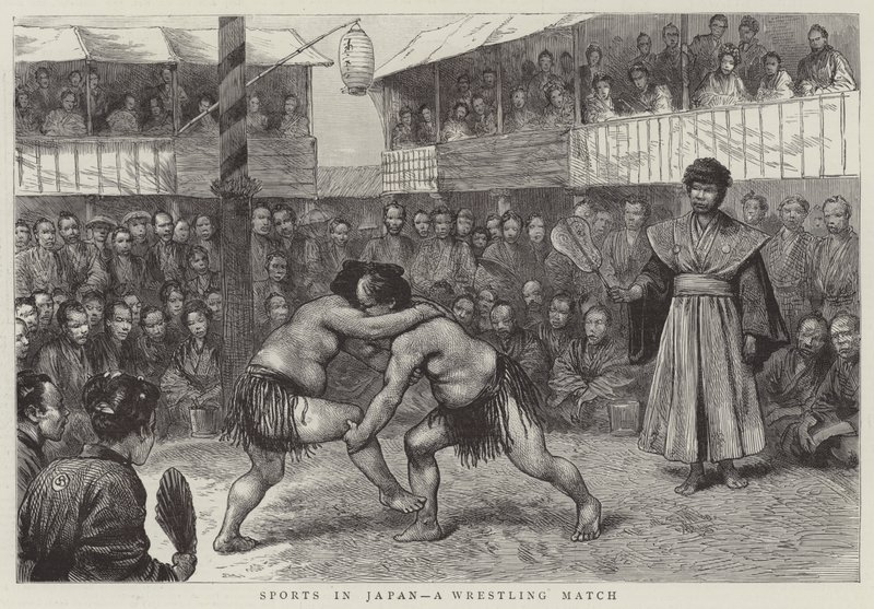 Sports in Japan, a Wrestling Match by English School