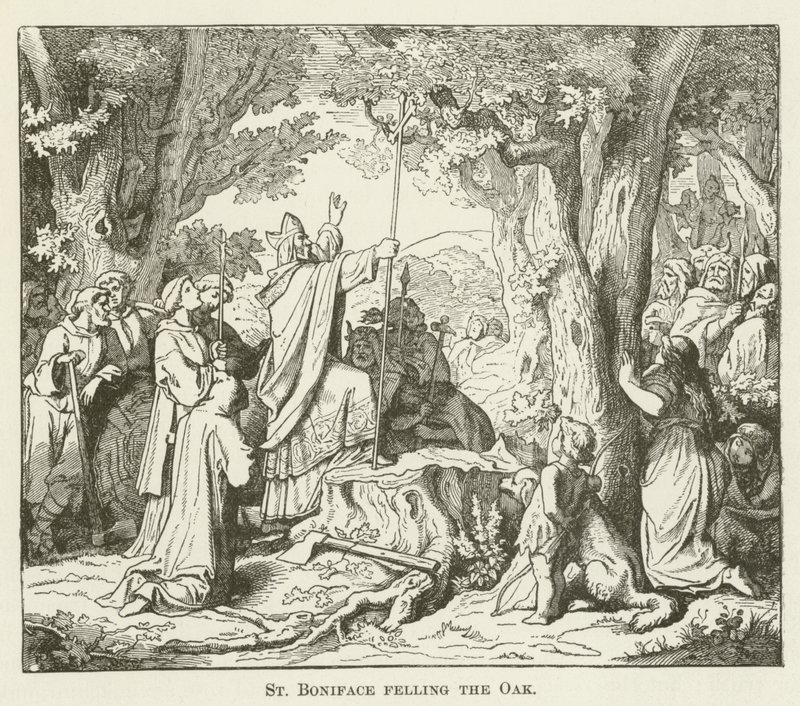 St. Boniface Felling the Oak by English School