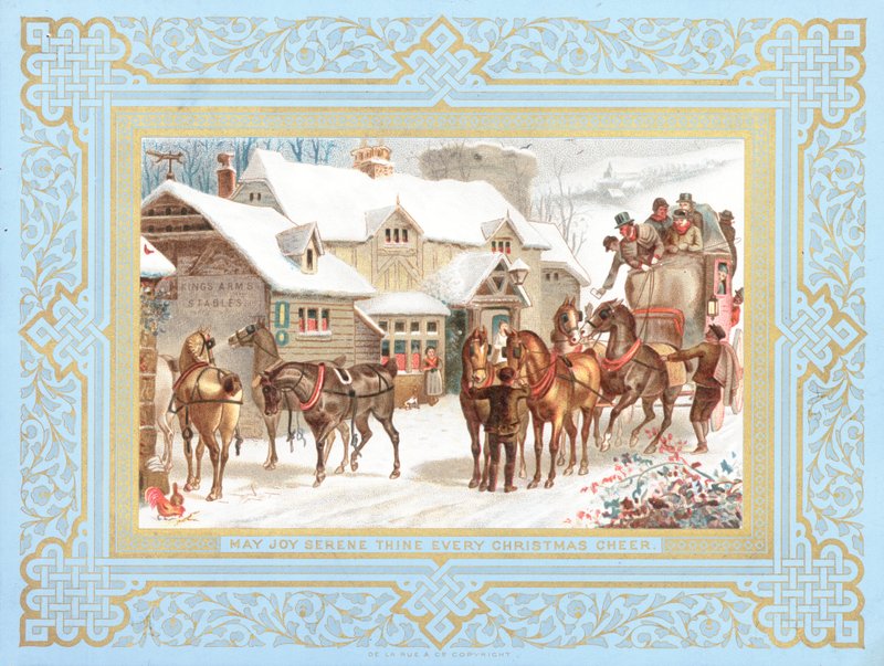Stagecoach and Horses Outside Public House by English School
