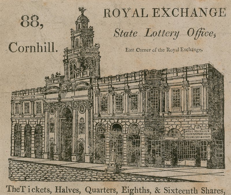 State Lottery Office, East Corner of the Royal Exchange, 88 Cornhill, London by English School