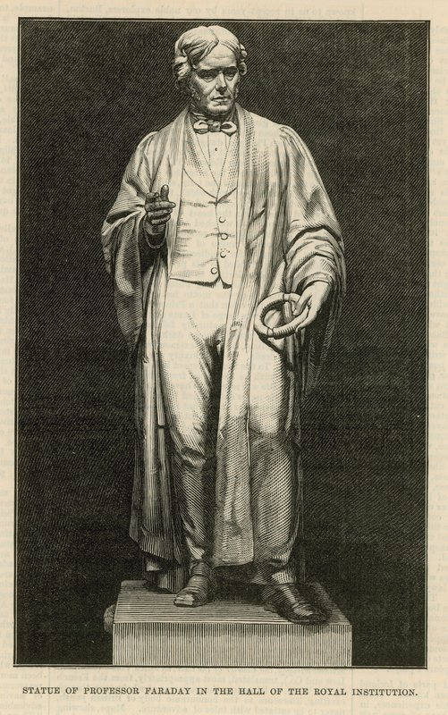 Statue of Professor Faraday in the Hall of the Royal Institution by English School