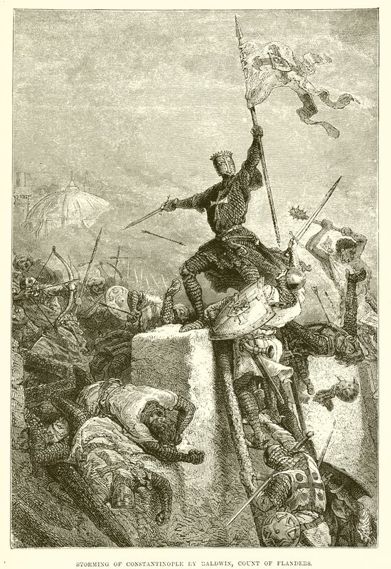 Storming of Constantinople by Baldwin, Count of Flanders by English School