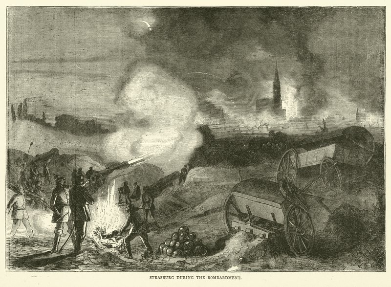 Strasburg during the bombardment, September 1870 by English School