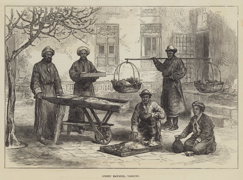 Street Hawkers, Yarkund by English School