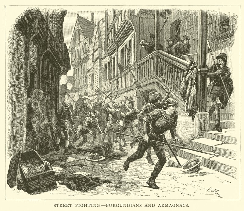 Street fighting, Burgundians and Armagnacs by English School