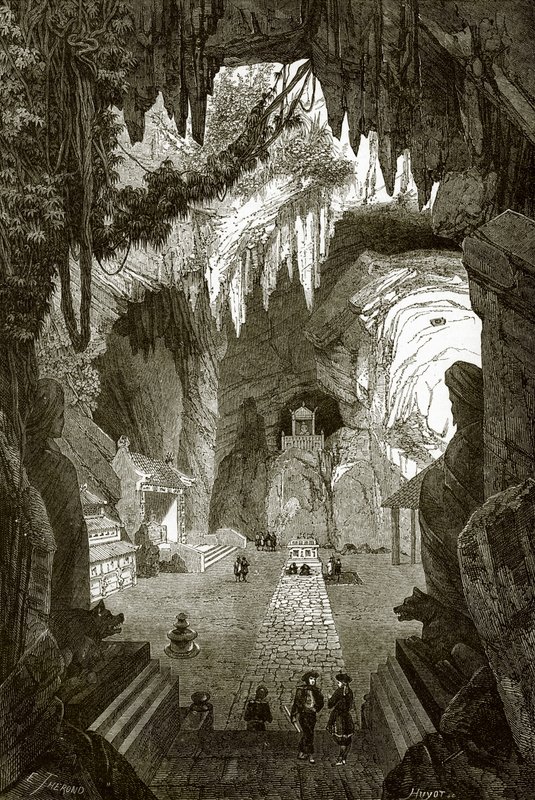 Subterranean Buddhist temple in the marble rocks near Touraine, in Cochin China by English School