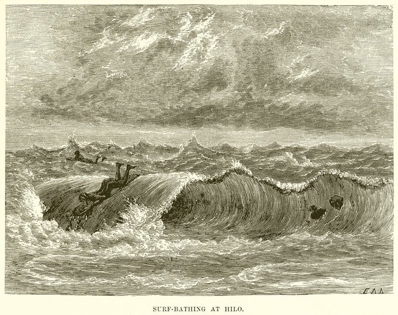 Surf-Bathing at Hilo by English School