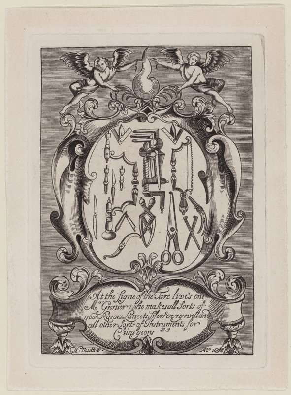 Mr Gronier Surgical Instrument Maker, trade card by English School