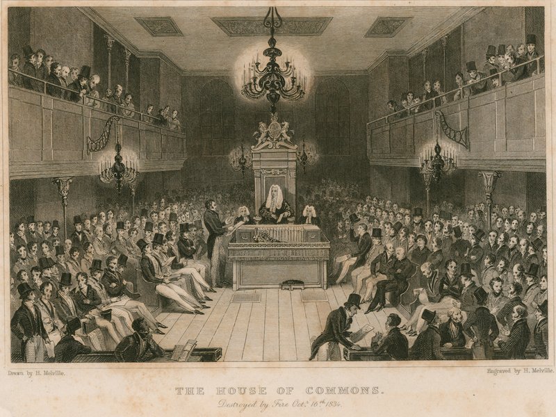 The House of Commons, destroyed by fire, 16 October 1834 by English School