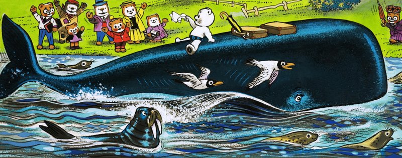 Teddy Bear on the Back of a Whale by English School