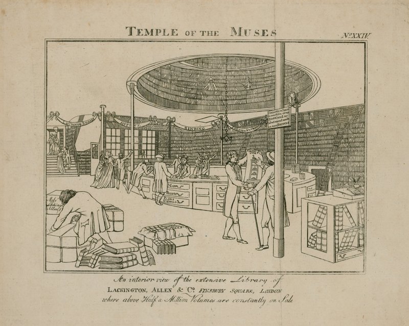 Temple of the Muses, Lackington Allen & Co, Finsbury Square by English School