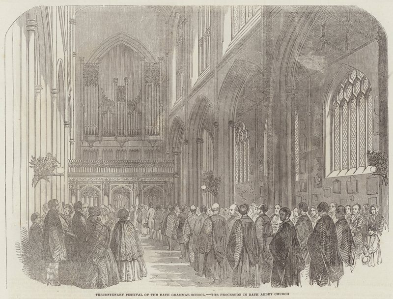 Tercentenary Festival of the Bath Grammar-School, the Procession in Bath Abbey Church by English School