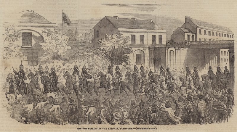 The 8th Hussars at the Railway, Plymouth by English School