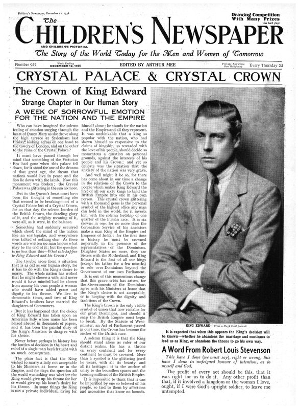 The Abdication Crisis, front page of 