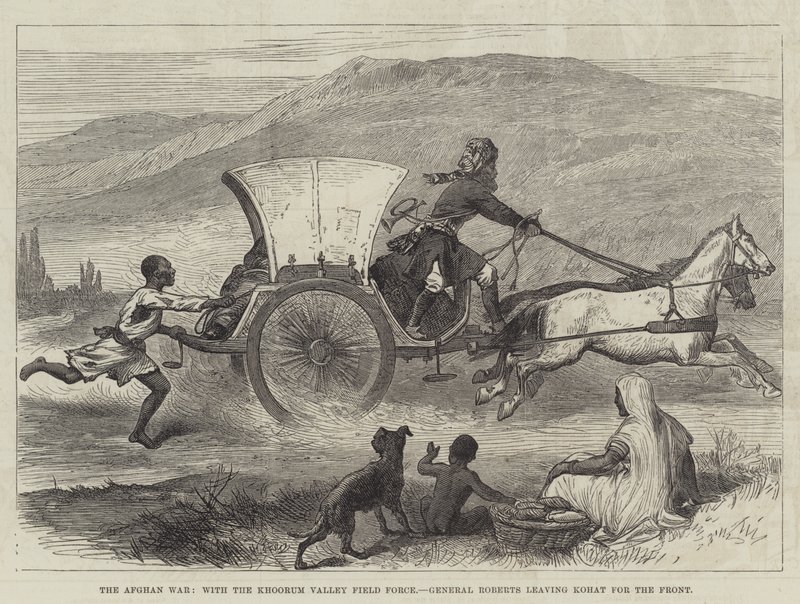 The Afghan War, with the Khoorum Valley Field Force, General Roberts leaving Kohat for the Front by English School