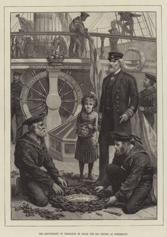 The Anniversary of Trafalgar on Board the Old Victory at Portsmouth by English School
