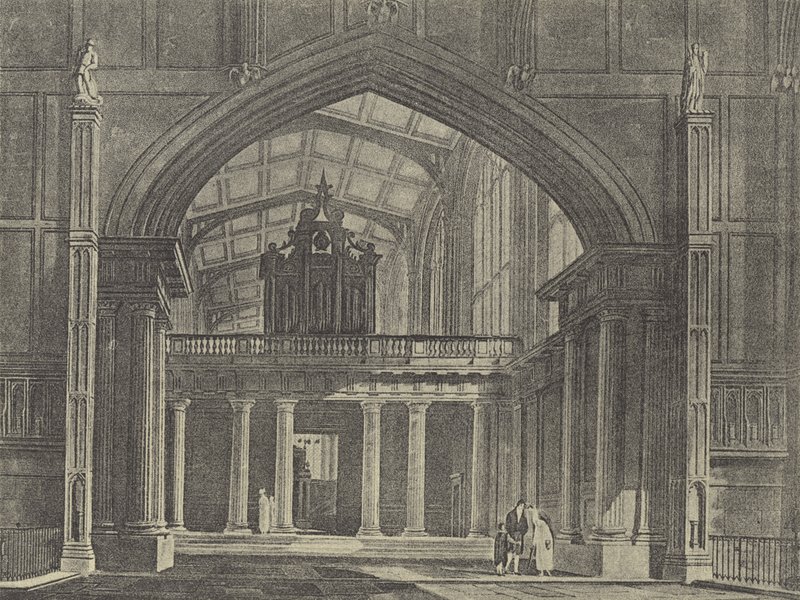 The Ante-Chapel, 1816 (engraving) by English School