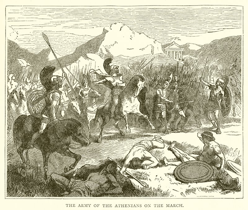 The Army of the Athenians on the March by English School