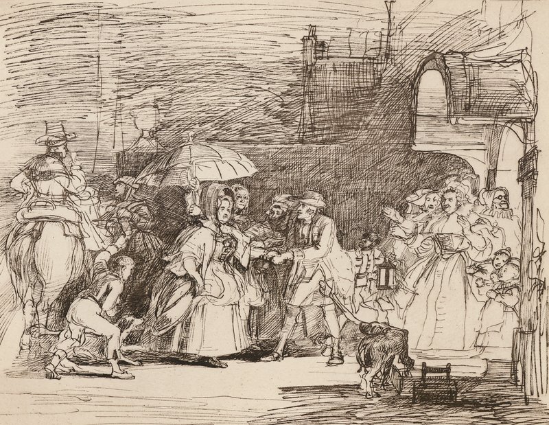 The Arrival of the Rich Relation, after Wilkie, from a Pen and Ink Drawing by English School