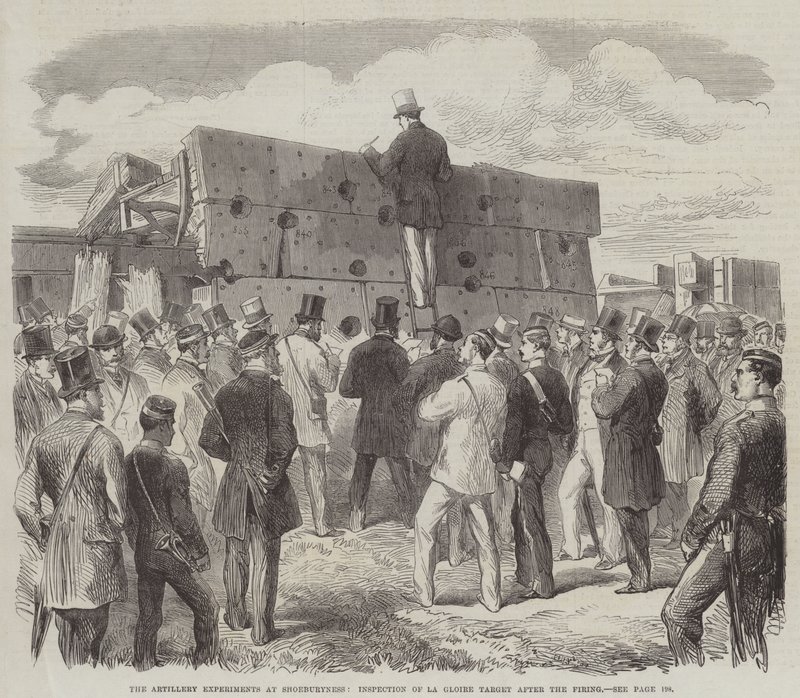 The Artillery Experiments at Shoeburyness, Inspection of La Gloire Target (detail) by English School