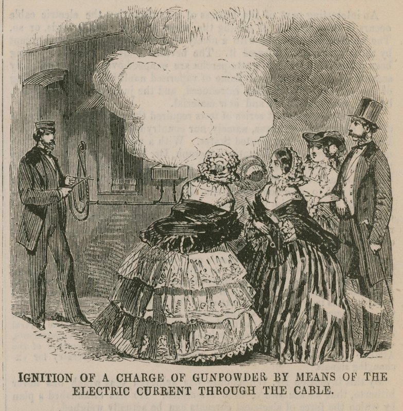 The Atlantic Cable; Ignition of a Charge of Gunpowder by English School
