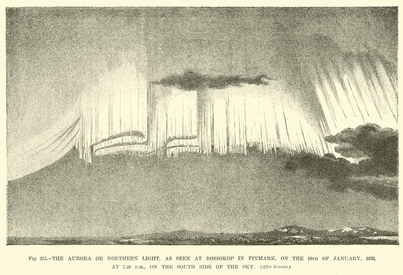 The Aurora or Northern Light, as seen at Bossokop in Finmark, on the 19 January 1839, at 7:40 pm, on the south side of the sky by English School