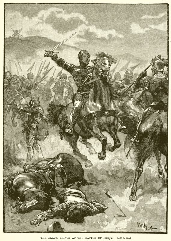 The Black Prince at the Battle of Crecy by English School