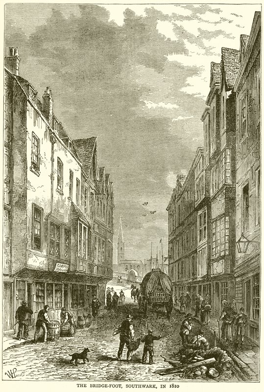 The Bridge-Foot, Southwark, in 1810 by English School