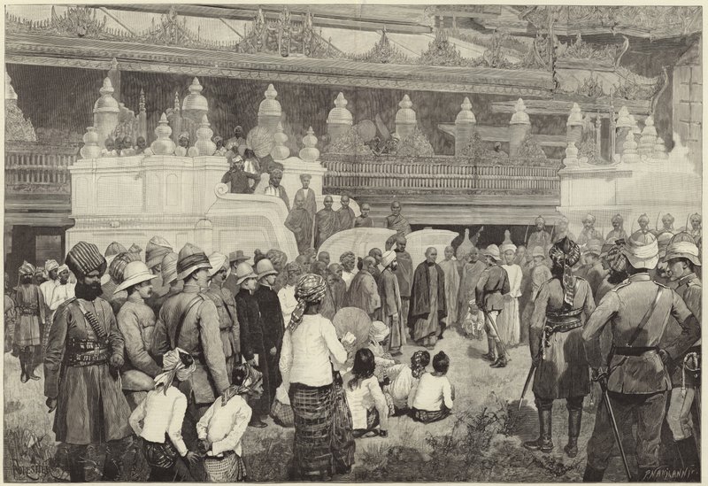 The Buddhist Archbishop of Burma Receiving Sir Frederick Roberts in the Monastery at Mandalay by English School