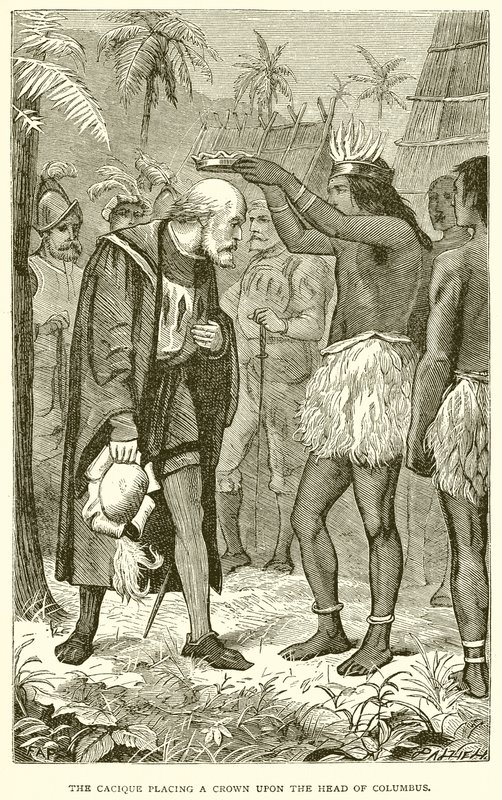 The Cacique placing a Crown upon the Head of Columbus by English School