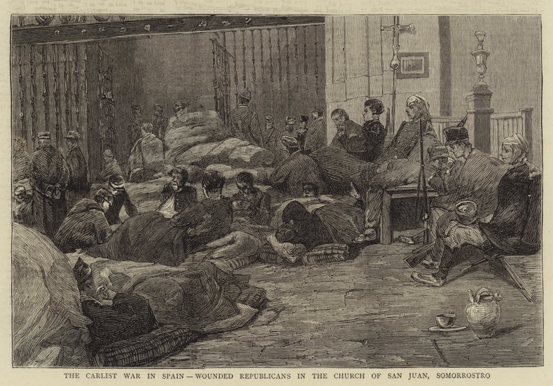 The Carlist War in Spain, Wounded Republicans in the Church of San Juan, Somorrostro by English School