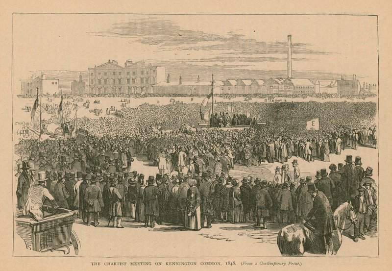 The Chartist Meeting on Kennington Common in 1848 by English School