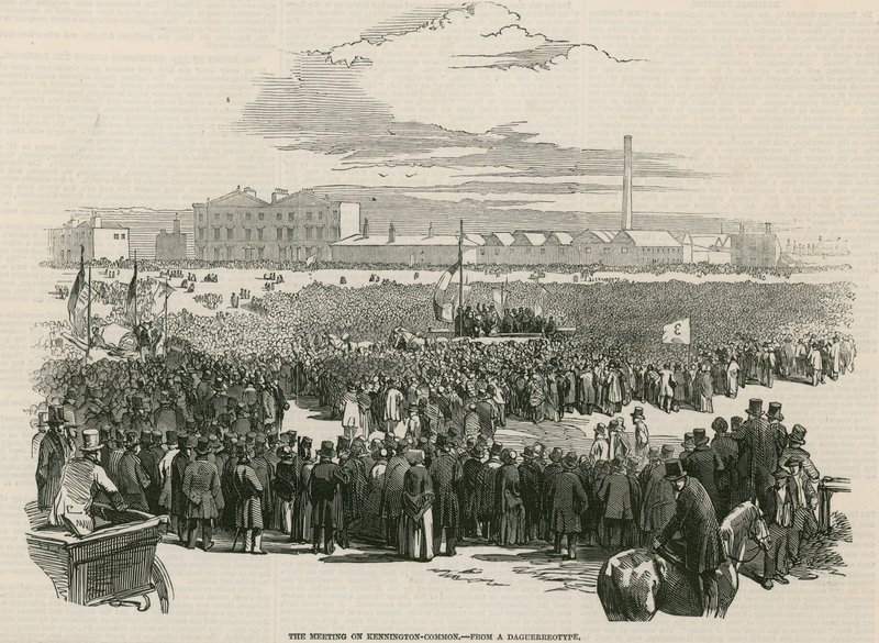 The Chartist Meeting on Kennington Common in 1848 by English School