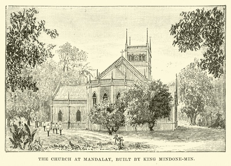 The Church at Mandalay, Built by King Mindone-Min by English School