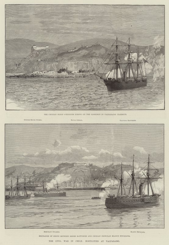 The Civil War in Chile, Hostilities at Valparaiso by English School