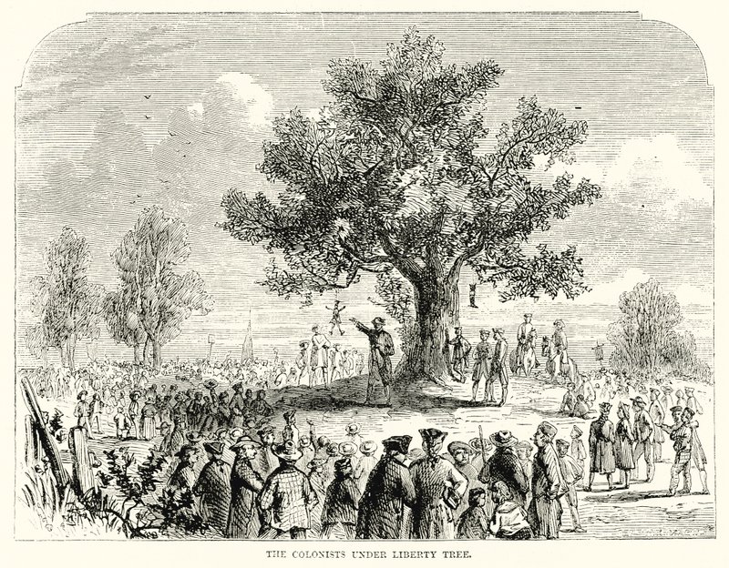 The Colonists under Liberty Tree by English School