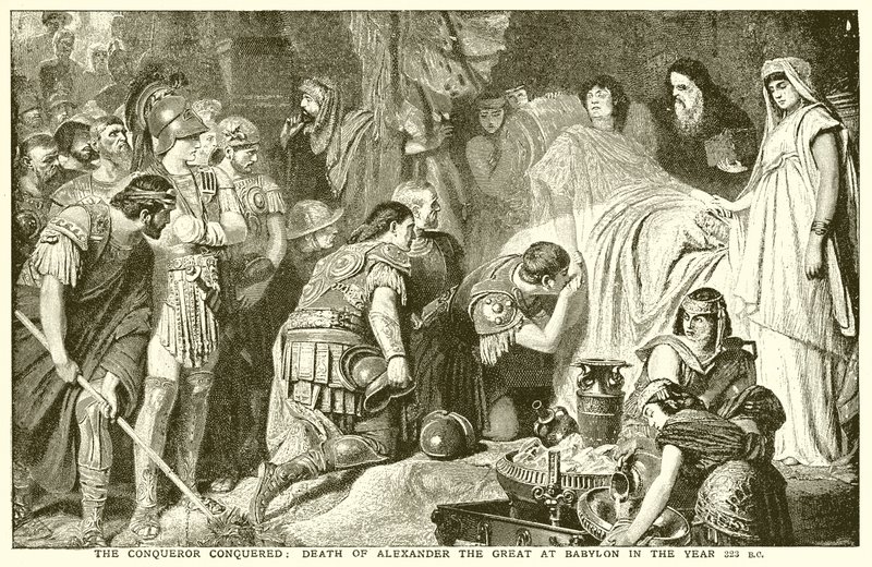 The Conqueror Conquered: Death of Alexander the Great at Babylon in the year 323 B.C. by English School
