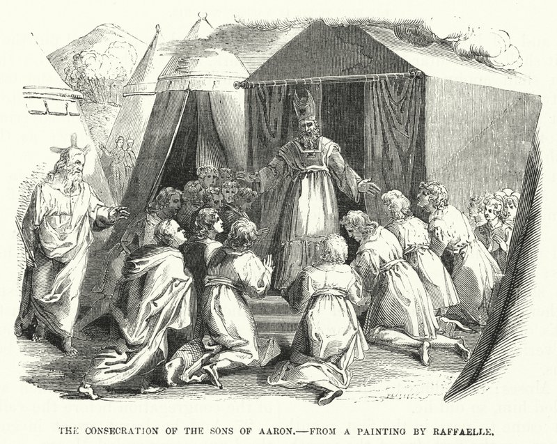 The Consecration of the Sons of Aaron (engraving after Raffaelle) by English School