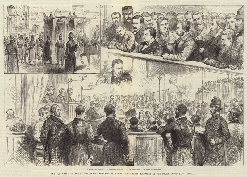 The Conspiracy to Murder Government Officials in Dublin, the Twenty Prisoners at the Police Court Last Saturday by English School