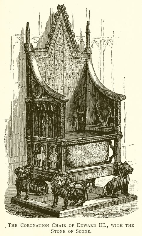 The Coronation Chair of Edward III., with the Stone of Scone by English School