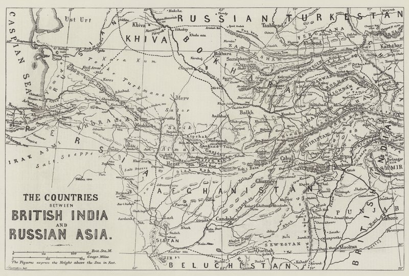 The Countries between British India and Russian Asia by English School