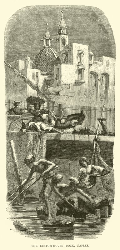 The Custom-House Dock, Naples by English School