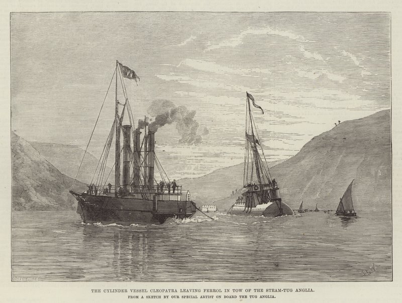 The Cylinder Vessel Cleopatra Leaving Ferrol in Tow of the Steam-Tug Anglia by English School