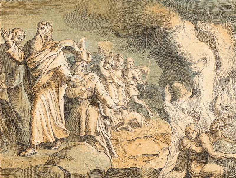 The Destruction of Korah, Nathan, and Abiram by English School