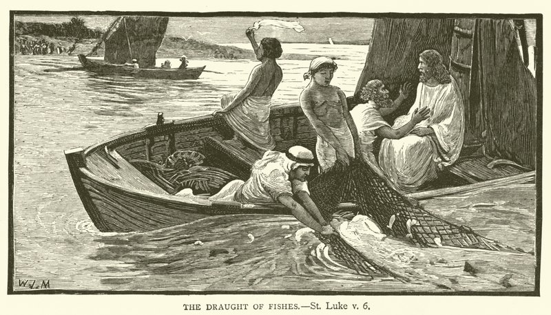 The Draught of Fishes by English School