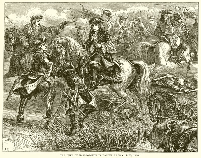 The Duke of Marlborough in Danger at Ramillies, 1706 by English School