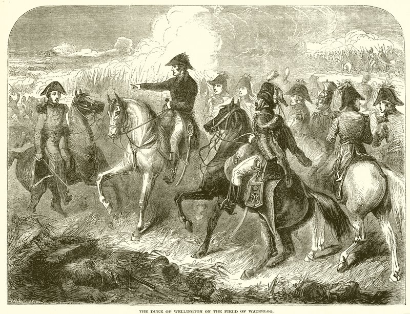 The Duke of Wellington on the Field of Waterloo by English School
