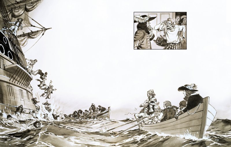 The Duke of York escaping the sinking Gloucester by English School
